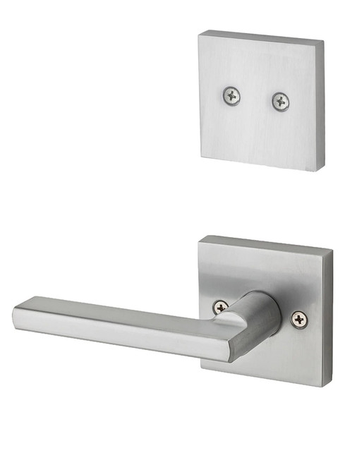 Kwikset 973HFLSQT-26D Satin Chrome Dummy Handleset with Halifax Lever with Square Rosette (Interior Side Only)