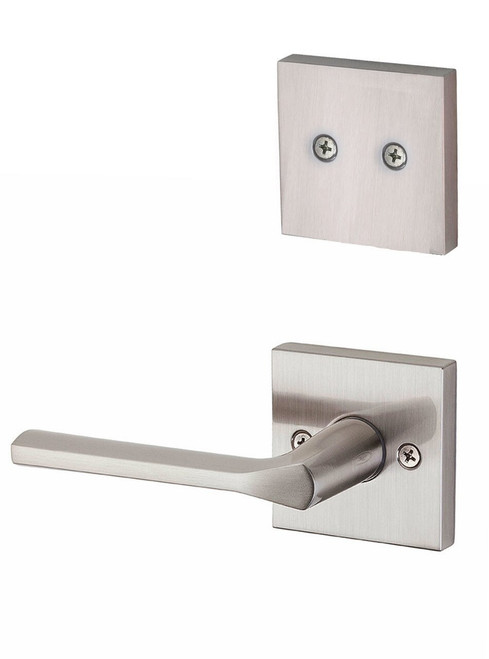 Kwikset 973LSLSQT-15 Satin Nickel Dummy Handleset with Libson Lever with Square Rosette (Interior Side Only)