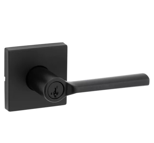 Kwikset 740LSLSQT-514 Iron Black Lisbon Keyed Entry Lever with square rose