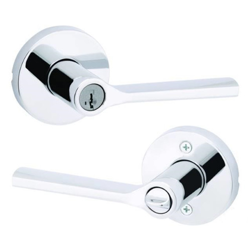 Kwikset 740LSLRDT-26 Polished Chrome Lisbon Keyed Entry Lever with Round Rose