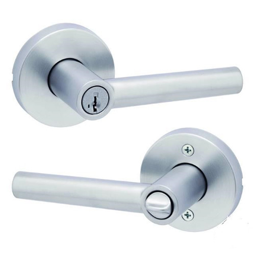 Kwikset 740MILRDT-26D Satin Chrome Milan Keyed Entry Lever with Round Rose