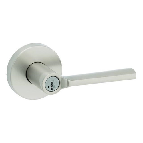 Kwikset 740LSLRDT-15 Satin Nickel Lisbon Keyed Entry Lever with Round Rose