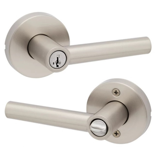 Kwikset 740MILRDT-15 Satin Nickel Milan Keyed Entry Lever with Round Rose