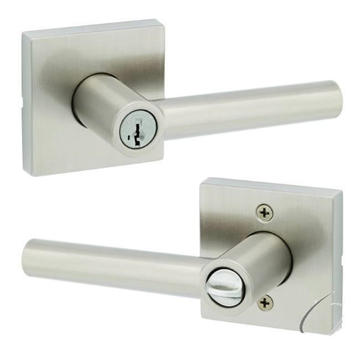 Kwikset 740MILSQT-15 Satin Nickel Milan Keyed Entry Lever with Square Rose