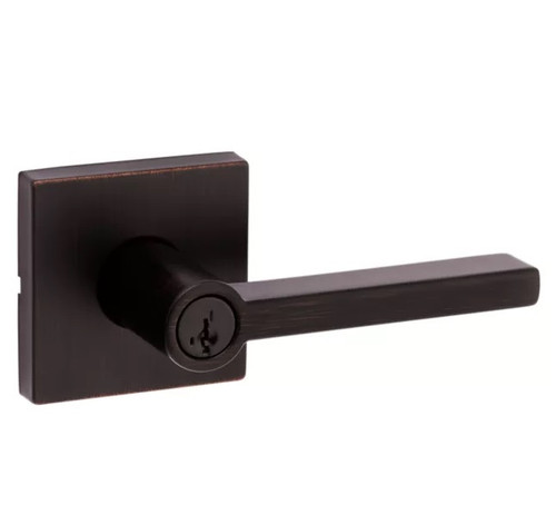 Kwikset 740HFLSQT-11P Venetian Bronze Halifax Keyed Entry Lever with Square Rose