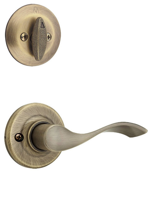 Kwikset 604BL-5 Antique Brass Balboa Lever Single Cylinder Handleset (Interior Side Only)