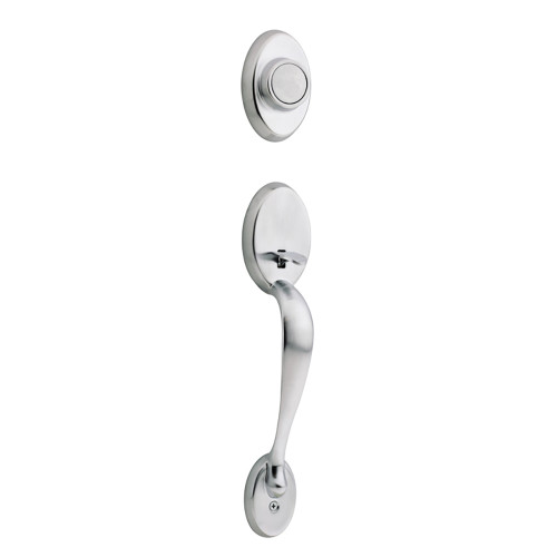Kwikset 802CE/968MILSQT-26D Satin Chrome Chelsea Dummy Handleset with Milan Lever and Square Rose