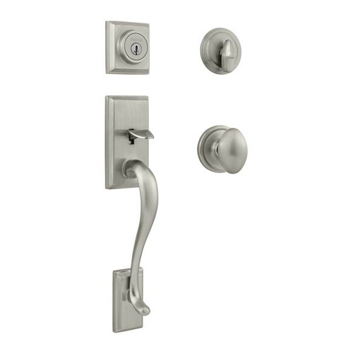 Kwikset 800HE/966L-US15 Satin Nickel Hawthorne Single Cylinder Handleset with Laurel Knob