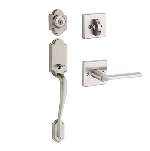 Kwikset 800AN/966LSLSQT-15 Satin Nickel Arlington Single Cylinder Handleset with Libson Lever and Square Rose