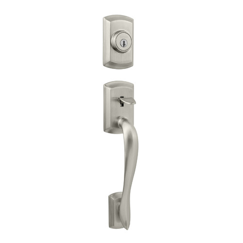 Kwikset 800AVH/966LSLSQT-US15 Satin Nickel Avalon Single Cylinder Handleset with Libson Lever and Square Rose