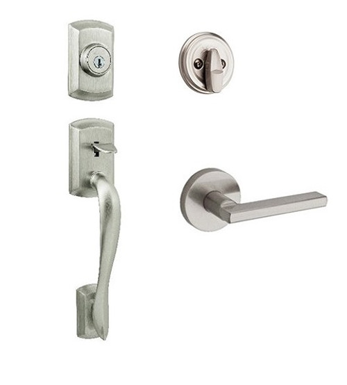 Kwikset 800AVH/966HFLRDT-15 Satin Nickel Avalon Single Cylinder Handleset with Halifax Lever and Round Rose