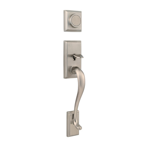 Kwikset 802HE/968LSLSQT-15 Satin Nickel Hawthorne Dummy Handleset with Libson Lever and Square Rose