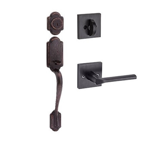 Kwikset 800AN/966LSLSQT-11P Venetian Bronze Arlington Single Cylinder Handleset with Libson Lever and Square Rose