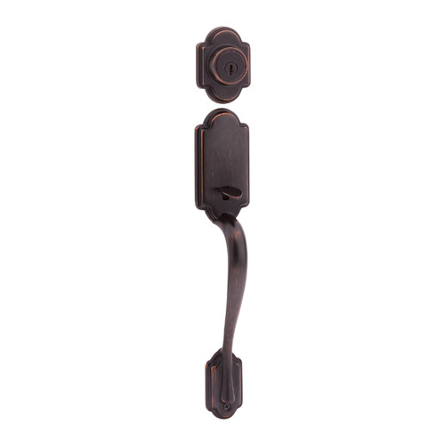 Kwikset 800AN/966HFLSQT-11P Venetian Bronze Arlington Single Cylinder Handleset with Halifax Lever and Square Rose