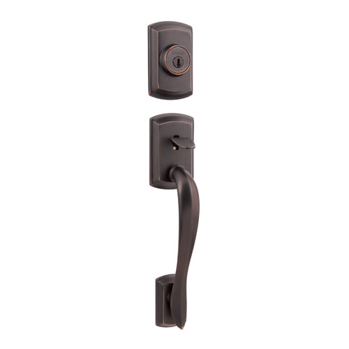 Kwikset 800AVH/966LSLSQT-11P Venetian Bronze Avalon Single Cylinder Handleset with Libson Lever and Square Rose