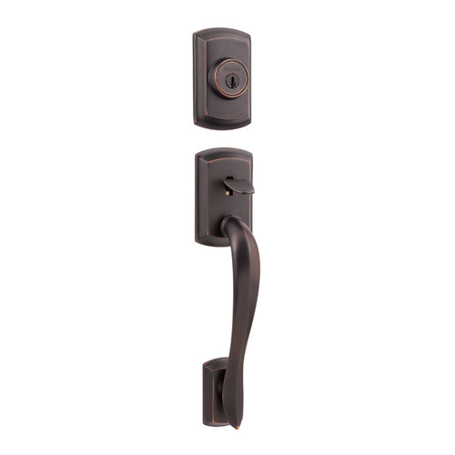 Kwikset 800AVH/966MILSQT-11P Venetian Bronze Avalon Single Cylinder Handleset with Milan Lever and Square Rose