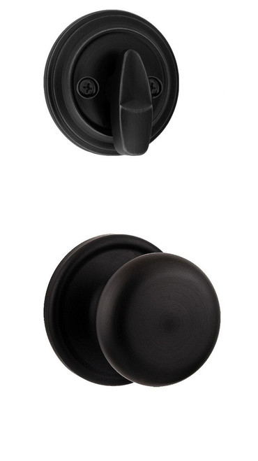 Kwikset 966H-514 Iron Black Hancock Knob Single Cylinder Handleset (Interior Side Only)