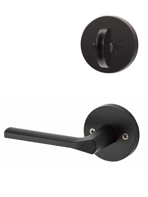 Kwikset 966LSLRDT-514 Iron Black Libson Lever with Round Rosette Single Cylinder Handleset (Interior Side Only)