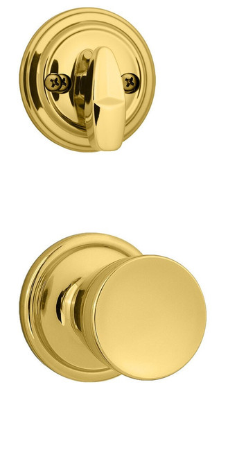 Kwikset 966A-3 Polished Brass Abbey Knob Single Cylinder Handleset (Interior Side Only)