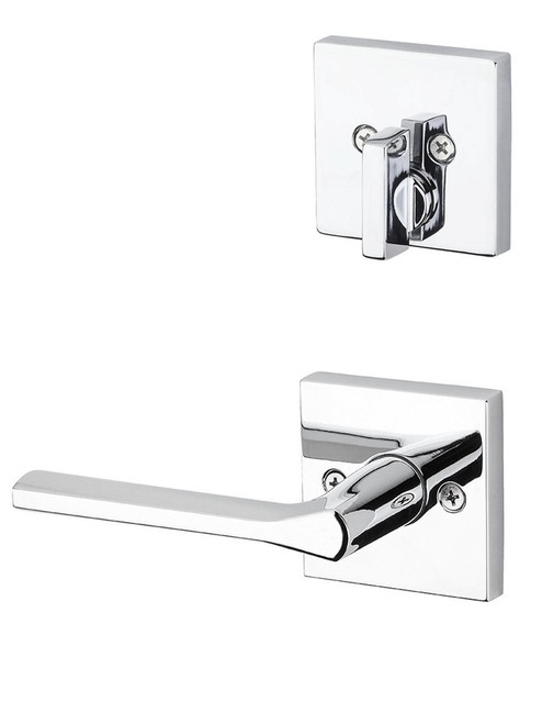 Kwikset 966LSLSQT-26 Polished Chrome Libson Lever with Square Rosette Single Cylinder Handleset (Interior Side Only)