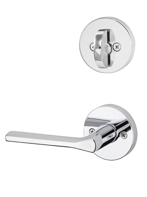 Kwikset 966LSLRDT-26 Polished Chrome Libson Lever with Round Rosette Single Cylinder Handleset (Interior Side Only)