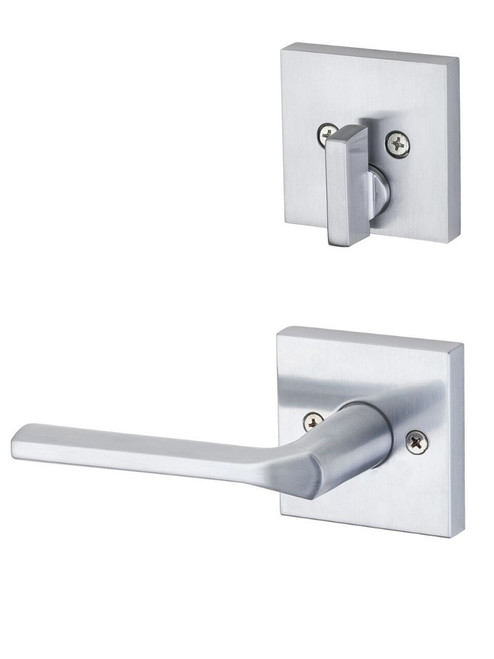 Kwikset 966LSLSQT-26D Satin Chrome Libson Lever with Square Rosette Single Cylinder Handleset (Interior Side Only)