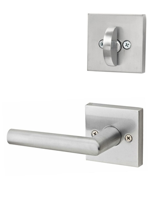 Kwikset 966MILSQT-26D Satin Chrome Milan Lever with Square Rosette Single Cylinder Handleset (Interior Side Only)