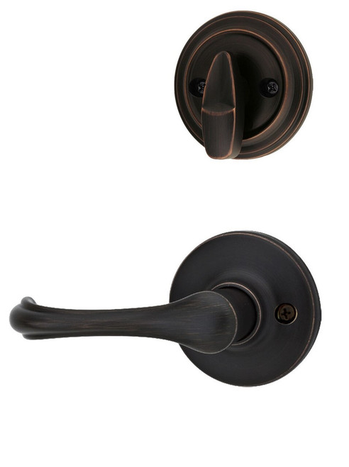 Kwikset 966DNL-11P.UNIV Dorian Lever Interior Single Cylinder Handleset Trim for Both 800 and 687 Series Handlesets Venetian Bronze Finish