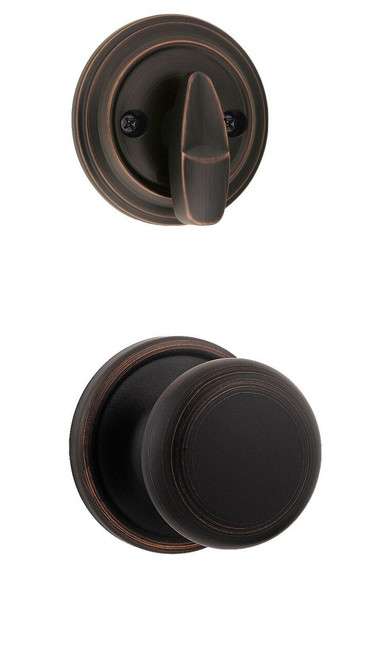 Kwikset 966H-11P Venetian Bronze Hancock Knob Single Cylinder Handleset (Interior Side Only)