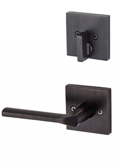 Kwikset 966LSLSQT-11P Venetian Bronze Libson Lever with Square Rosette Single Cylinder Handleset (Interior Side Only)