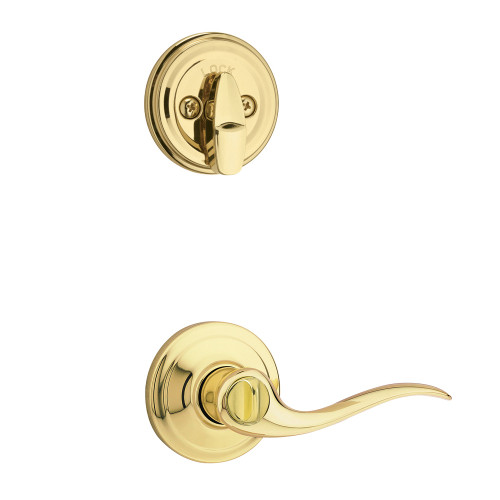 Kwikset 978TNL-3 Bright Brass Montara Single Cylinder Handleset with Tustin Lever (Interior Side Only)