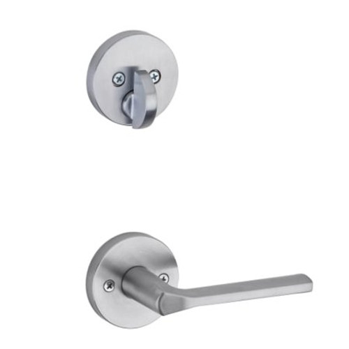 Kwikset 971LSLRDT-26D Satin Chrome Libson Lever with Round Rosette Single Cylinder Handleset (Interior Side Only)