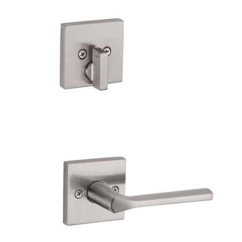 Kwikset 971LSLSQT-15 Satin Nickel Libson Lever with Square Rosette Single Cylinder Handleset (Interior Side Only)