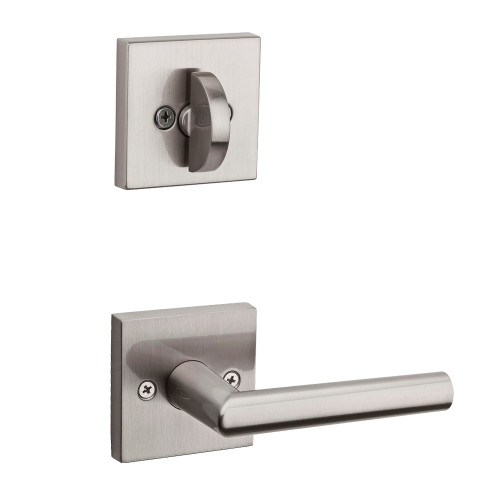 Kwikset 971MILSQT-15 Satin Nickel Milan Lever with Square Rosette Single Cylinder Handleset (Interior Side Only)