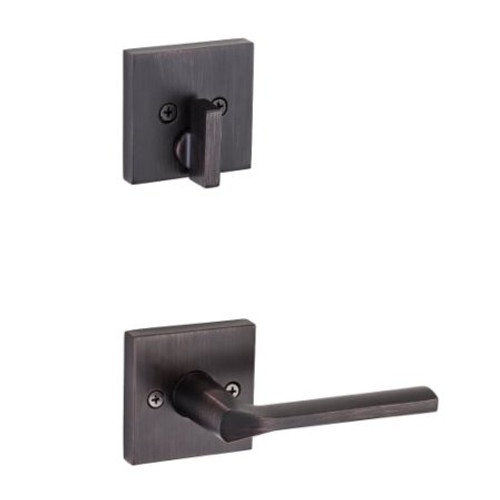 Kwikset 971LSLSQT-11P Venetian Bronze Libson Lever with Square Rosette Single Cylinder Handleset (Interior Side Only)