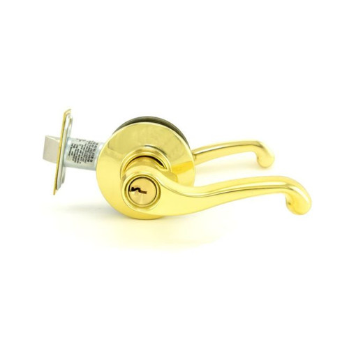 Schlage S80PD-FLA-606 Satin Brass Storeroom Lock Flair Handle