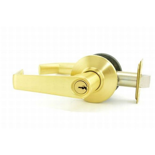 Schlage S80PD-SAT-606 Satin Brass Storeroom Lock Saturn Handle