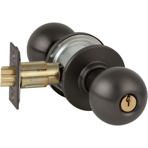 Schlage A79PD-ORB-643E Aged Bronze Communicating Lock with blank plate Orbit Handle