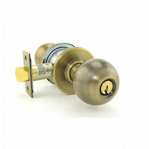 Schlage A79PD-ORB-609 Antique Brass Communicating Lock with blank plate Orbit Handle