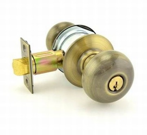 Schlage A80PD-PLY-609 Antique Brass Storeroom Lock Plymouth Handle