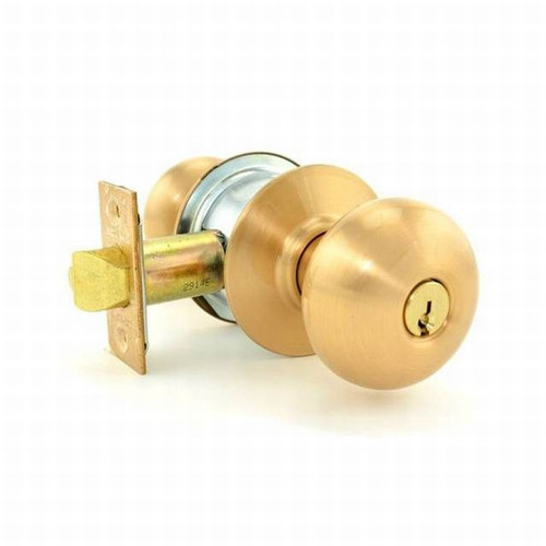 Schlage A80PD-PLY-606 Satin Brass Storeroom Lock Plymouth Handle