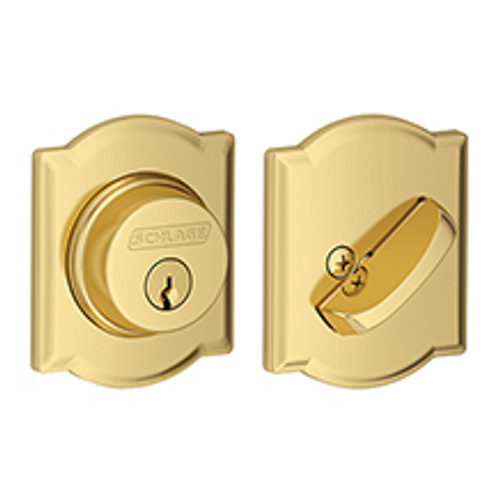 Schlage B60CAM605 Bright Brass Single Cylinder Camelot Deadbolt