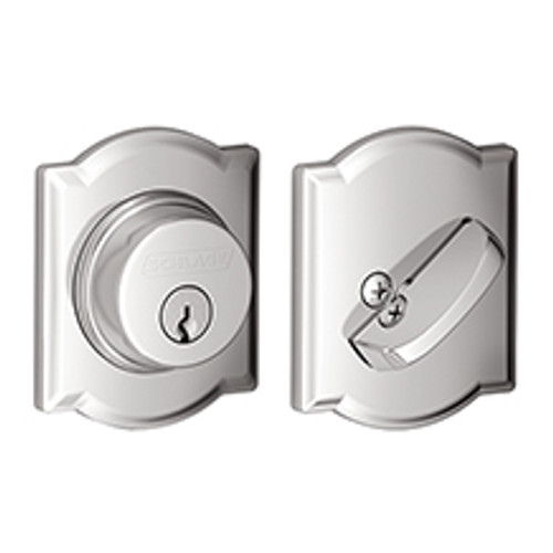 Schlage B60CAM625 Polished Chrome Single Cylinder Camelot Deadbolt