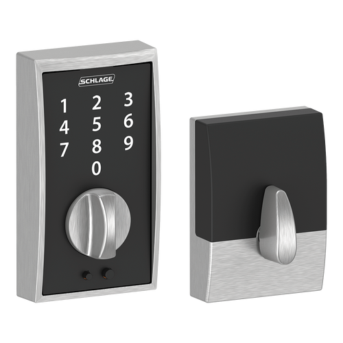 Schlage BE375CEN626 Satin Chrome Century Keyless Touch Pad Electronic Deadbolt