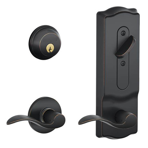 Schlage CS210-CAM-643E Aged Bronze Camelot Style Single Locking Entrance with Lever