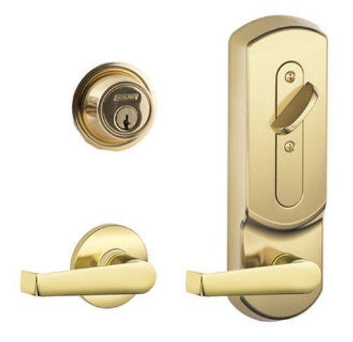 Schlage CS210-PLY-605 Polished Brass Plymouth Style Single Locking Entrance with Lever