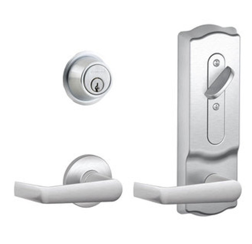 Schlage CS210-CAM-625 Polished Chrome Camelot Style Single Locking Entrance with Lever