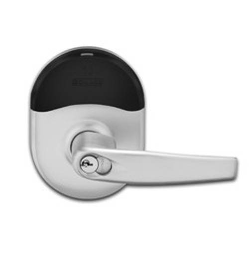Schlage Electronic NDE80PD-ATH-626 Satin Chrome NDE Series Wireless Cylindrical Vandlgard Storeroom Lock with Athens Lever