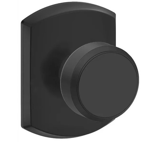 Schlage F10BWE622GRW Matte Black Passage Bowery Style Knob with Greenwich Rose