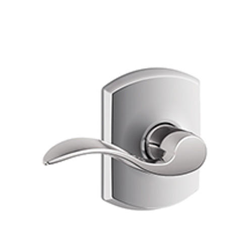 Schlage F10ACC625GRW Polished Chrome Passage Accent Style Lever with Greenwich Rose